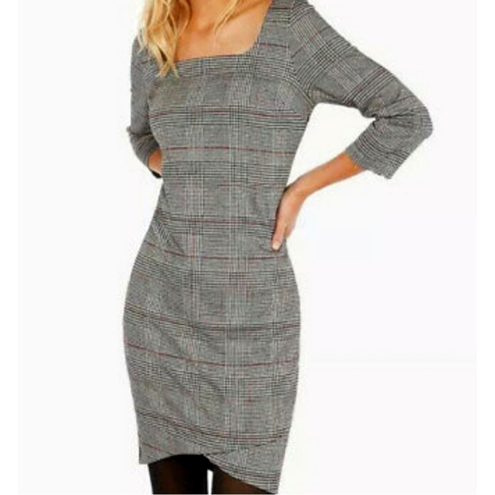 Express Plaid Houndstooth Pencil Skirt Dress